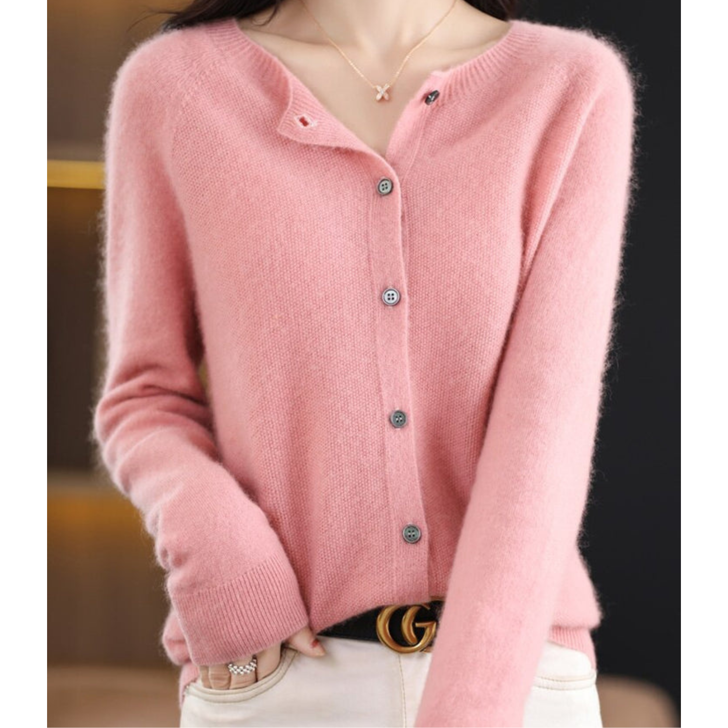 Damen Rundhals-Cardigan – Amalia