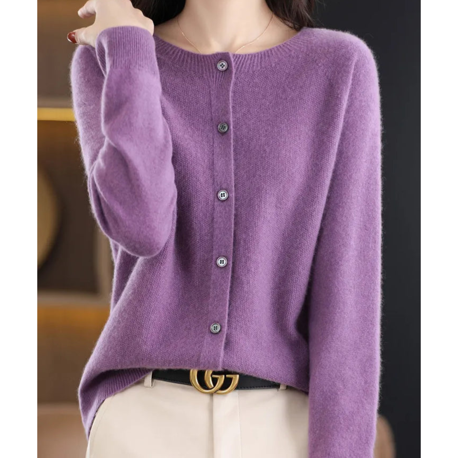 Damen Rundhals-Cardigan – Amalia