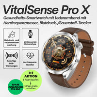 VitalSense Pro X - Gesundheits-Smartwatch Lederarmband.