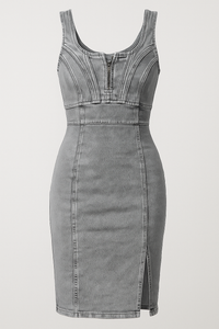 Lennox | Figurbetontes Denim-Midikleid mit Schlitz und Vintage-Touch