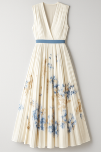 Luciana Damen Sommerkleid im Vintage-Stil mit Falten und Aquarellmuster