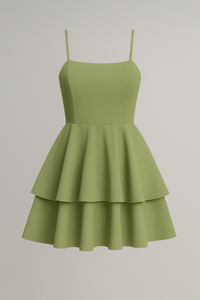 Sienna | Kurzes Sommerkleid mit Spaghettiträgern und Volantrock
