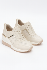Robert | Stylische Damen Keil-Sneaker mit Metallic-Details & Komfort-Sohle