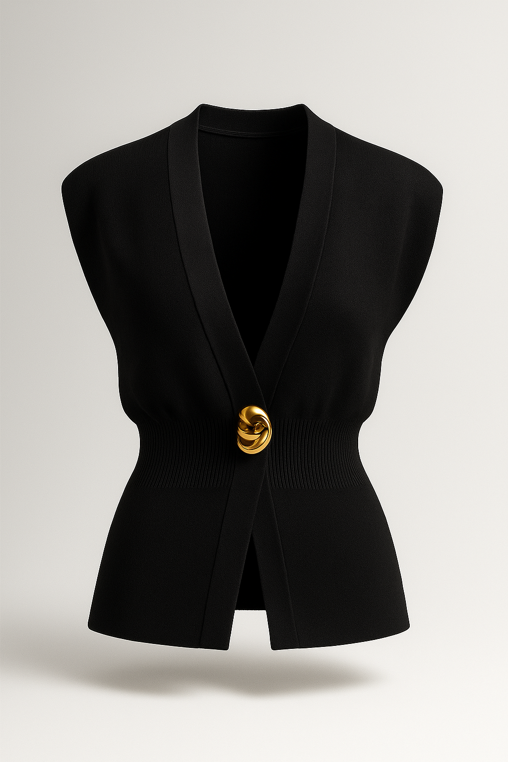 Iris |  Elegante Damen Strickweste mit Goldknopf