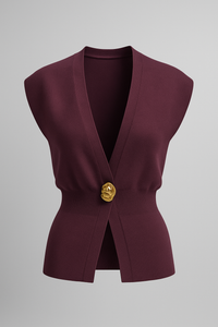 Iris |  Elegante Damen Strickweste mit Goldknopf