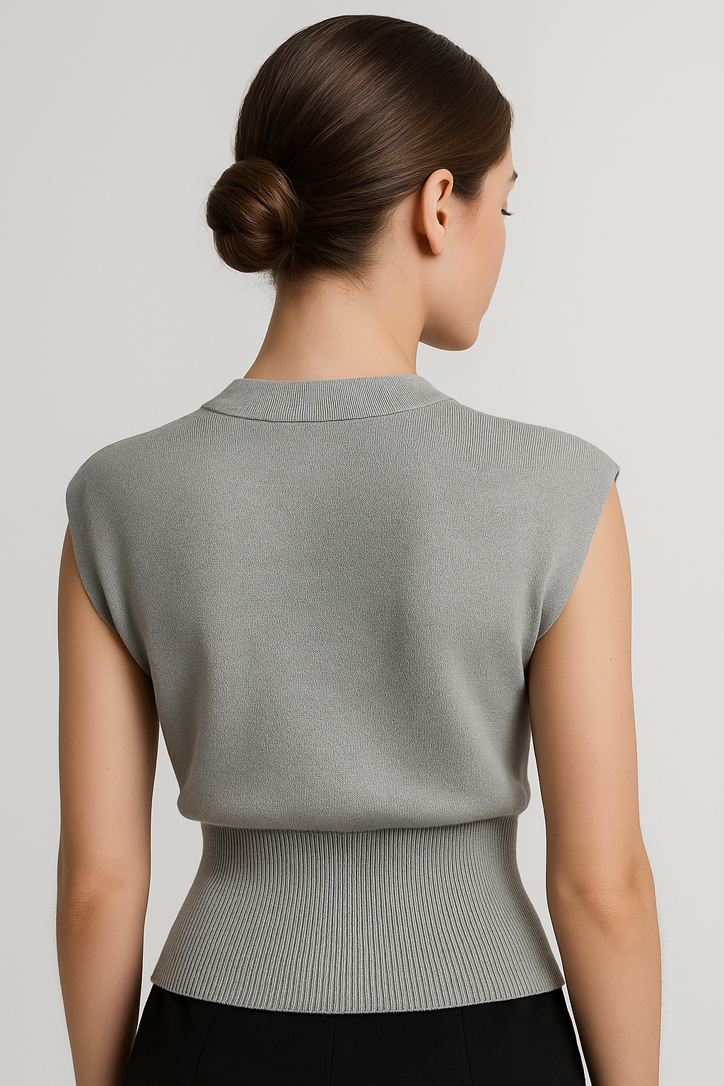 Iris |  Elegante Damen Strickweste mit Goldknopf