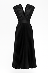 Amora | Damen Elegantes Plissee-Midikleid mit V-Ausschnitt