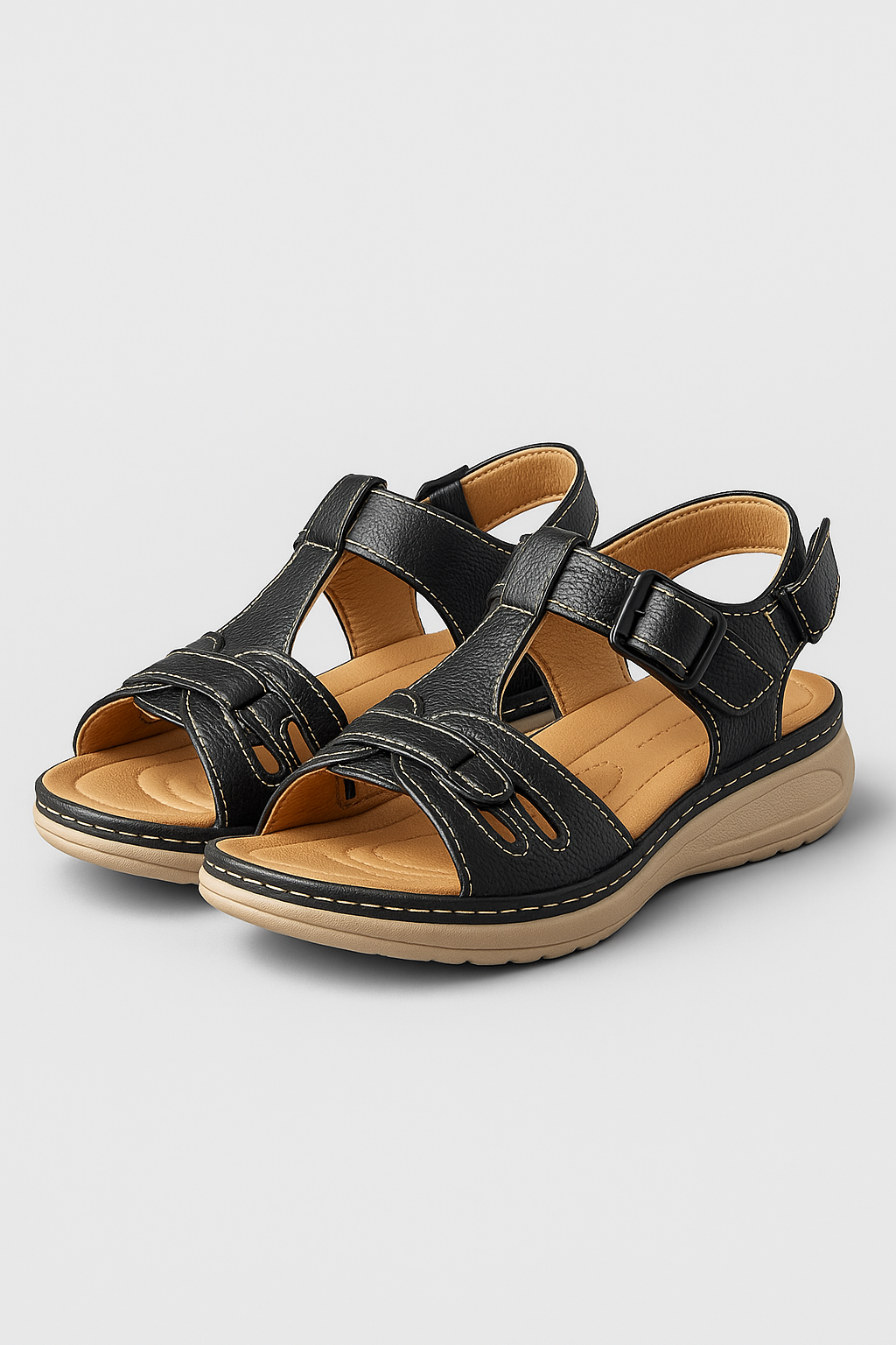 Ophelia | Damen Komfort-Sandalen mit Klettverschluss und Weichem Fußbett