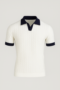 Felix | Retro-Strick-Poloshirt mit Kontrastkragen