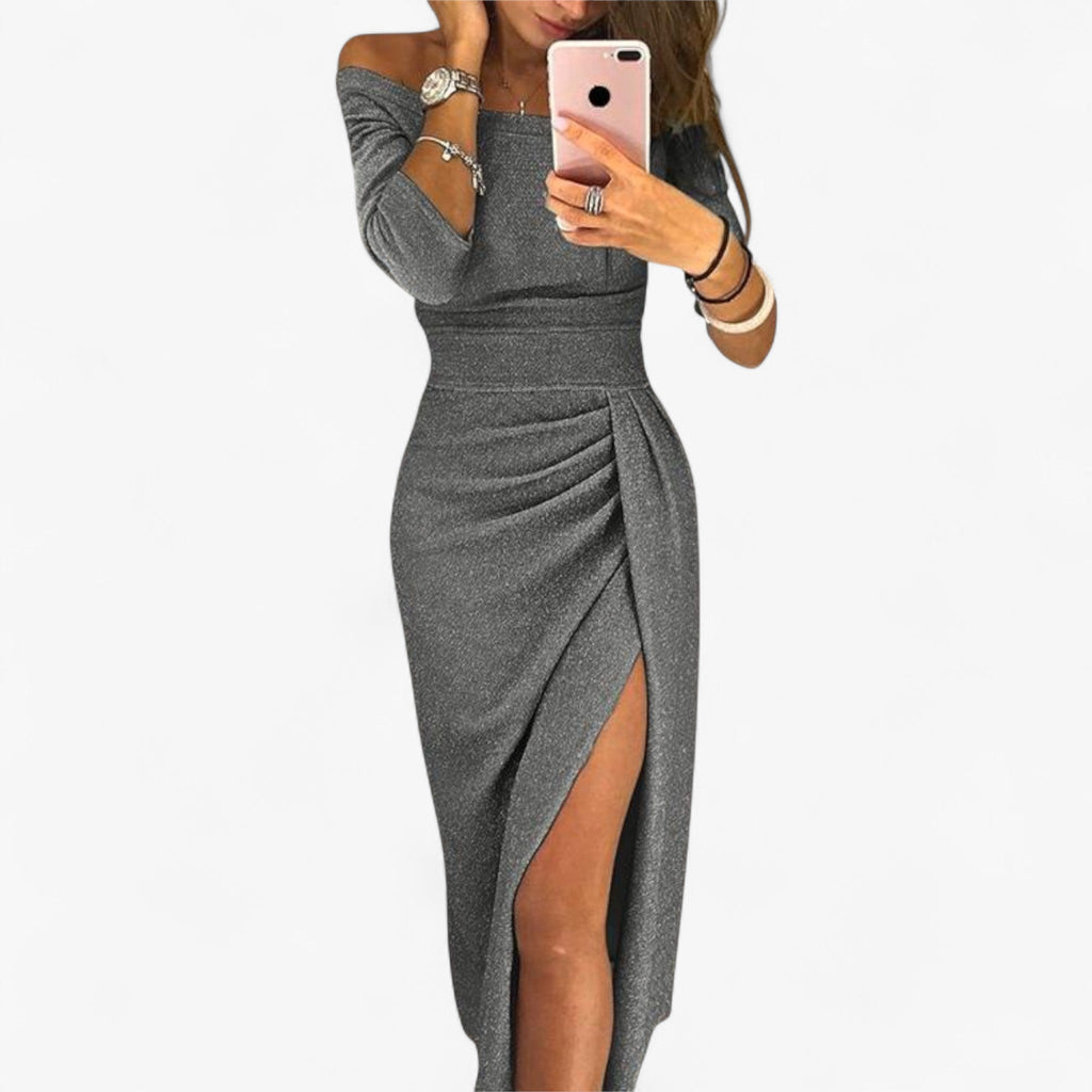 Alwinna - Elegantes Kleid mit freiem Schulterdesign