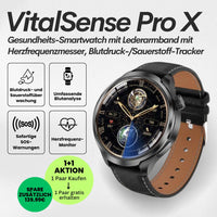 VitalSense Pro X - Gesundheits-Smartwatch Lederarmband.