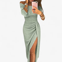 Alwinna - Elegantes Kleid mit freiem Schulterdesign
