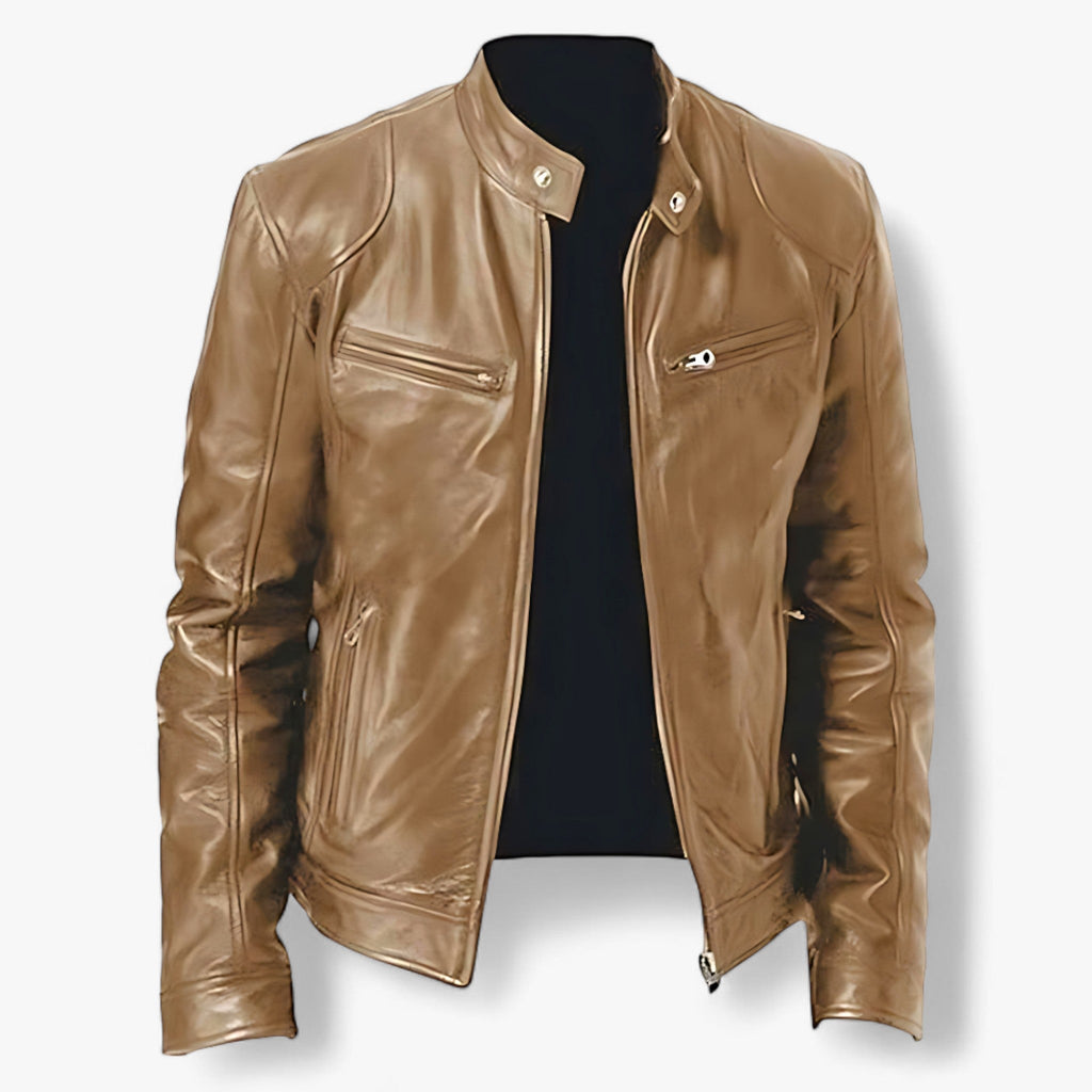Lederjacke für Herren zum Motorradfahren - Slim Fit und Windschutz