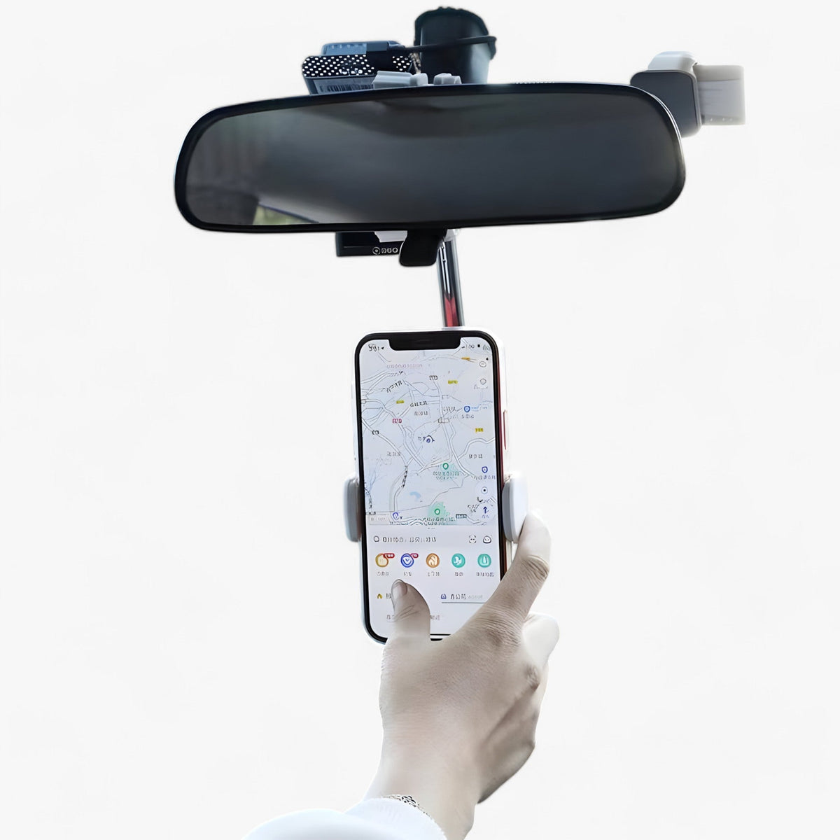Auto-Telefonhalter 360° Rückspiegel - Verstellbarer Halter für Smartphones