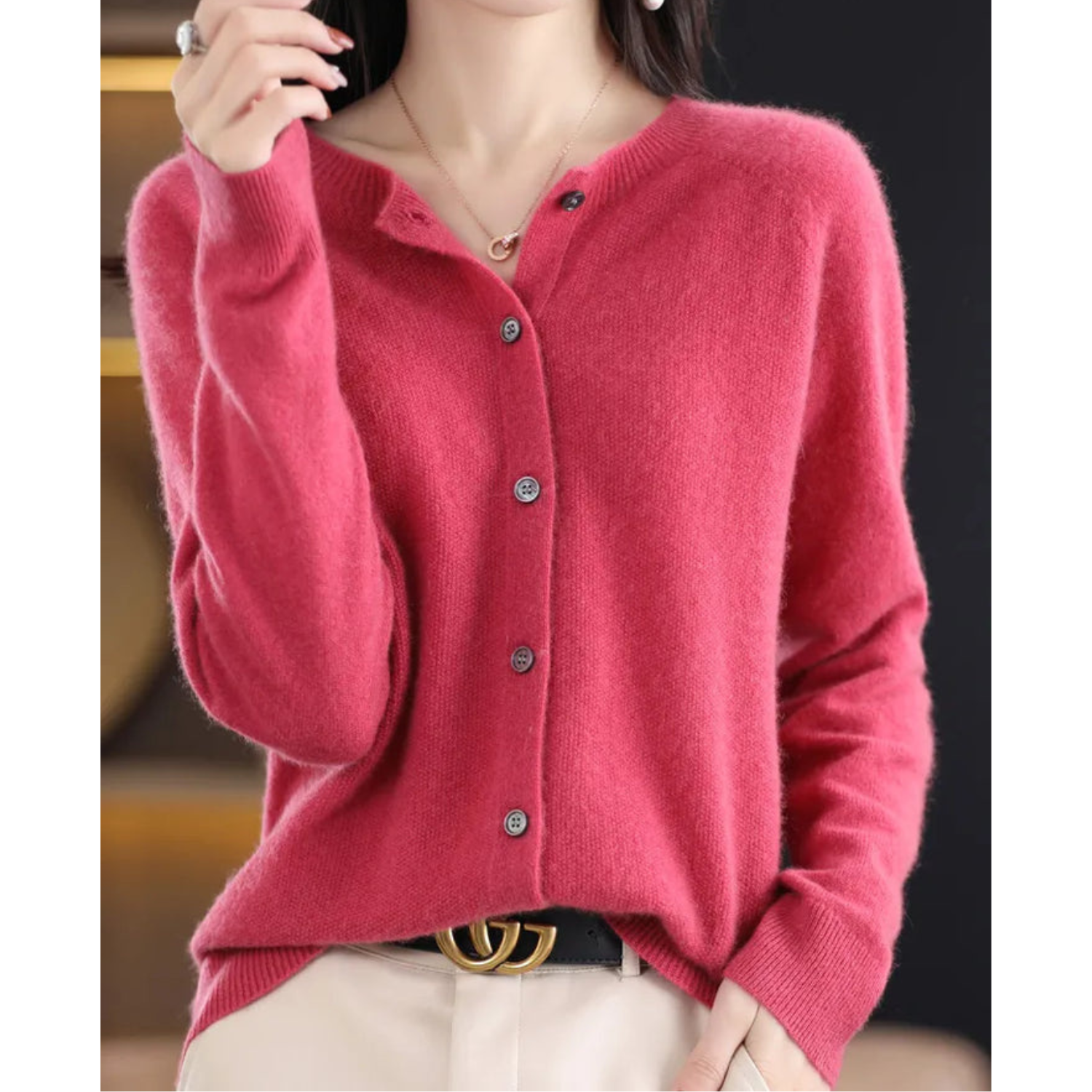 Damen Rundhals-Cardigan – Amalia