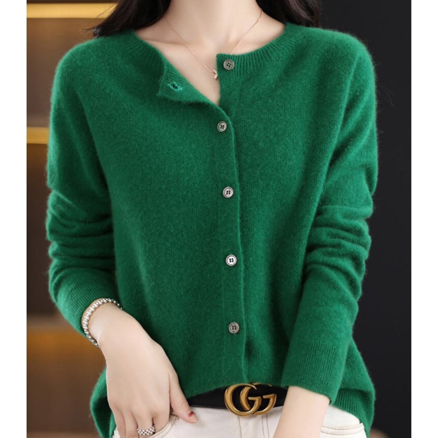 Damen Rundhals-Cardigan – Amalia