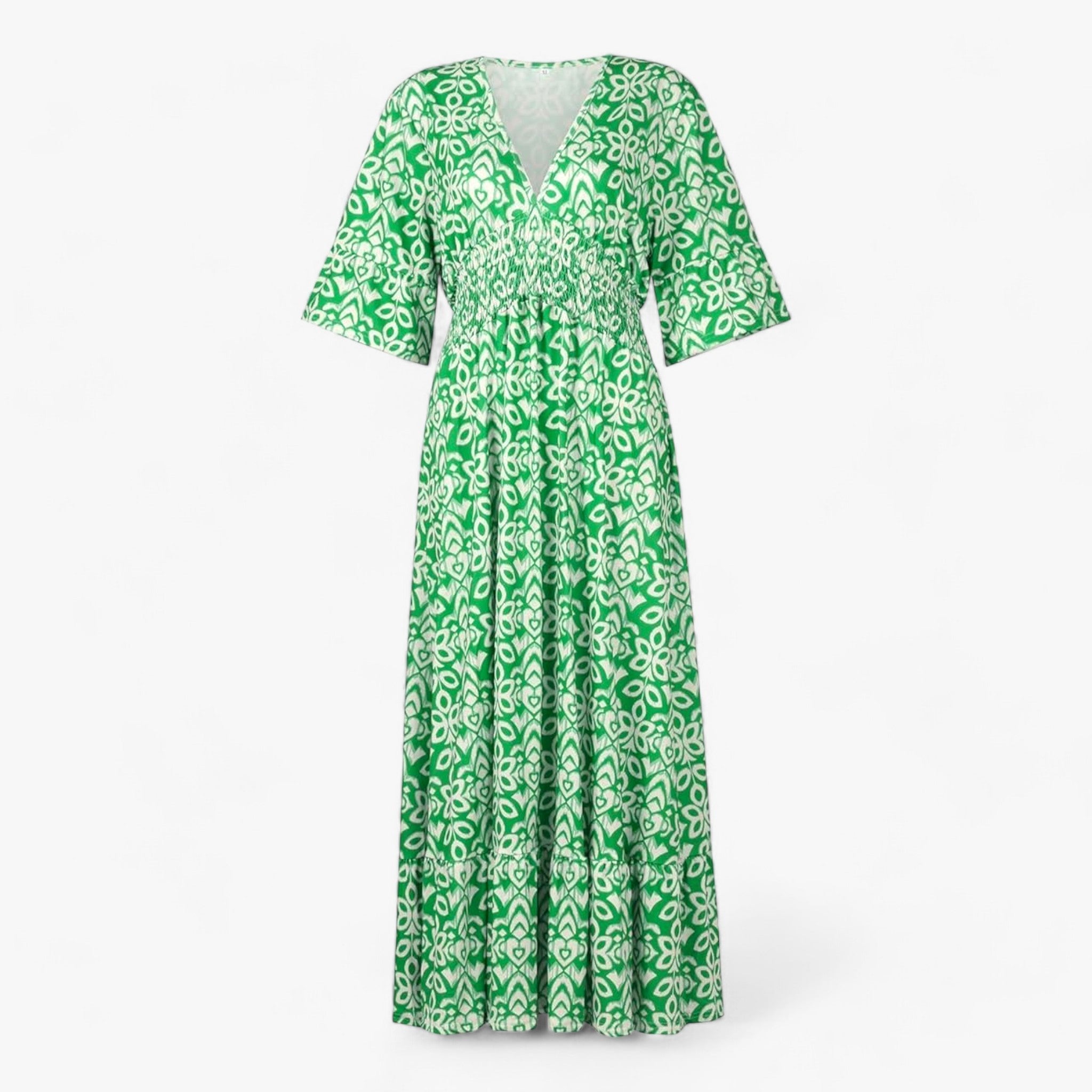 Großes Florales V-Ausschnitt-Kleid - Perfekt für Strandurlaube