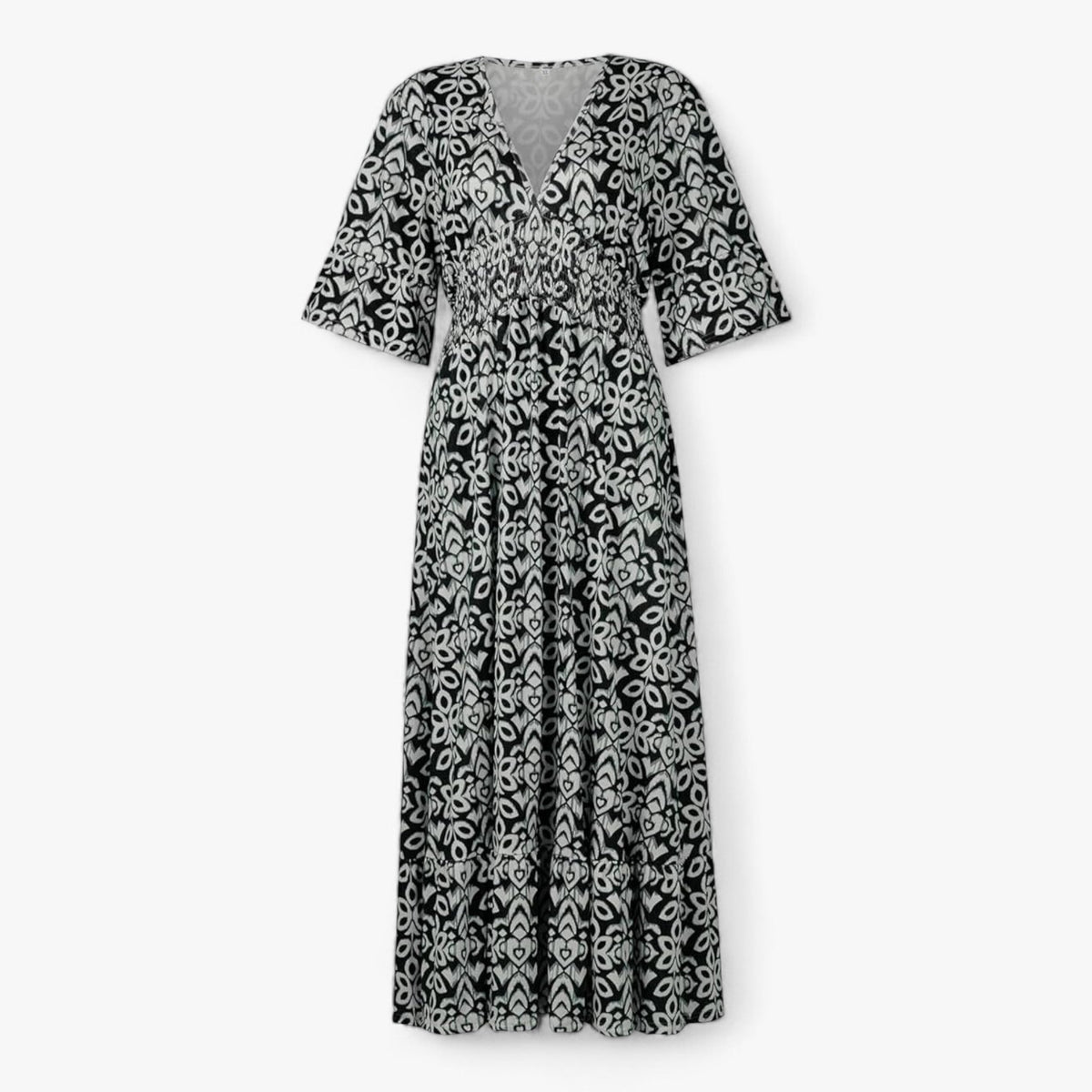 Großes Florales V-Ausschnitt-Kleid - Perfekt für Strandurlaube