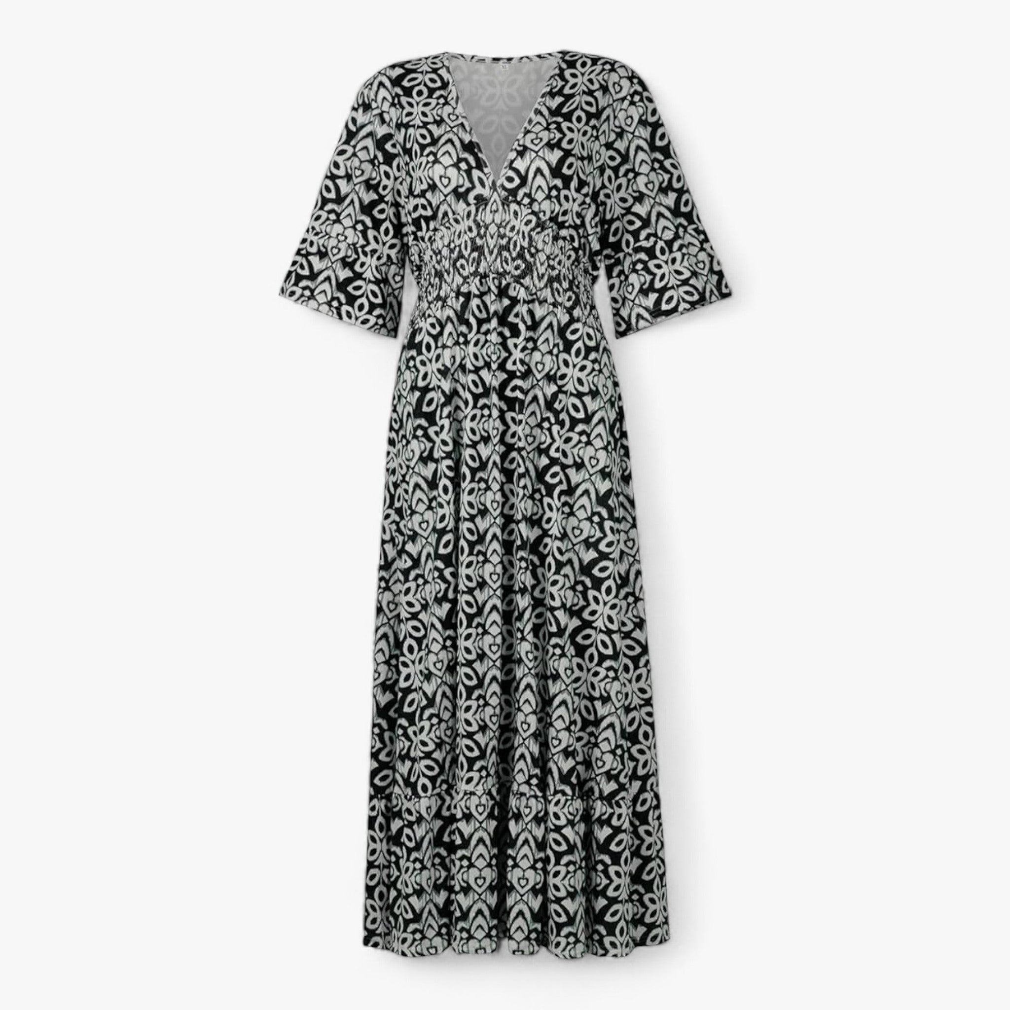 Großes Florales V-Ausschnitt-Kleid - Perfekt für Strandurlaube