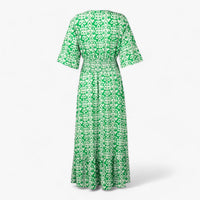 Großes Florales V-Ausschnitt-Kleid - Perfekt für Strandurlaube
