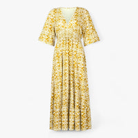 Großes Florales V-Ausschnitt-Kleid - Perfekt für Strandurlaube