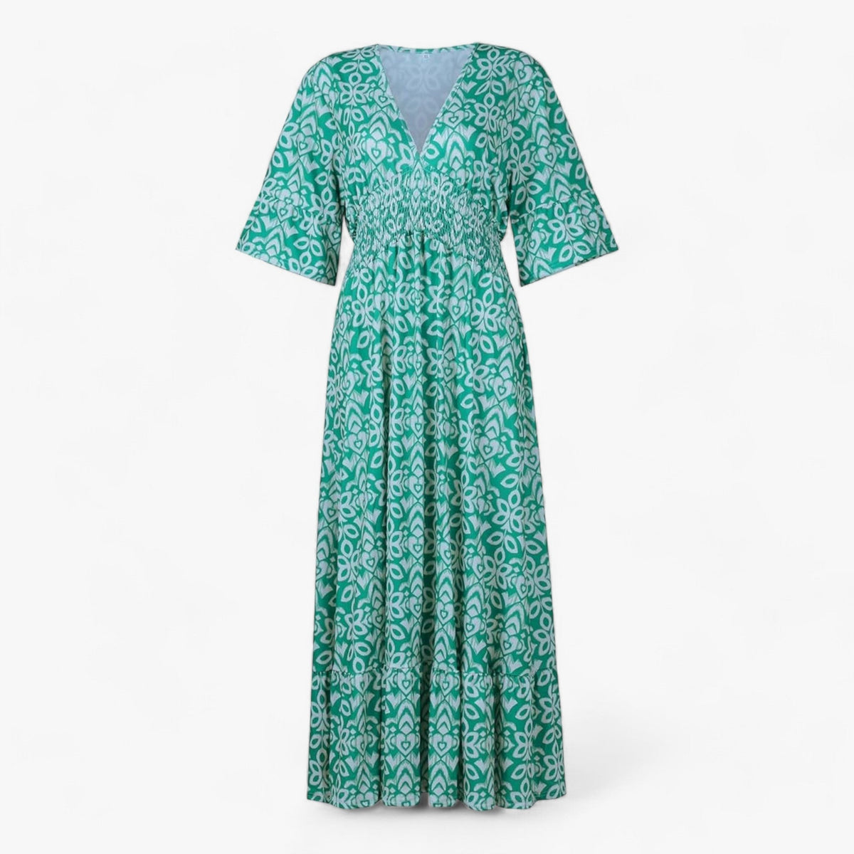 Großes Florales V-Ausschnitt-Kleid - Perfekt für Strandurlaube