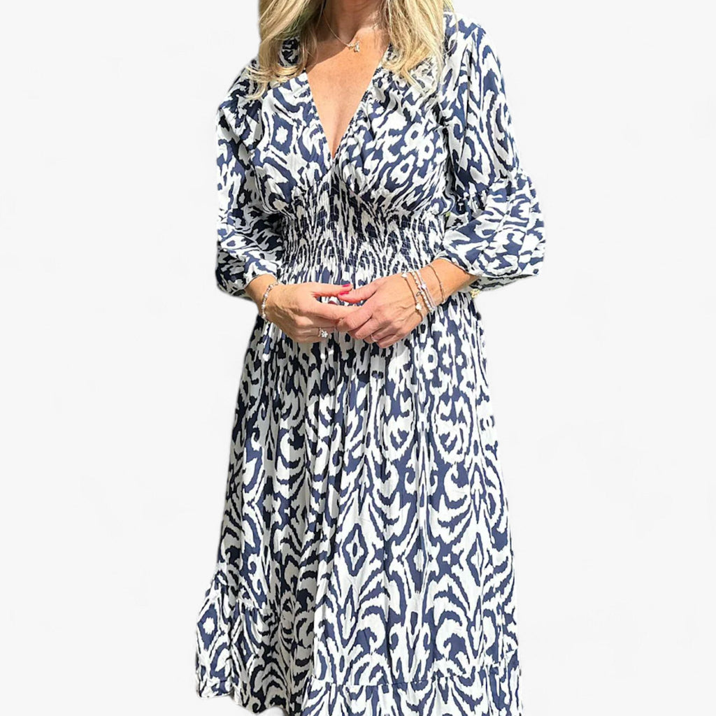 Großes Florales V-Ausschnitt-Kleid - Perfekt für Strandurlaube