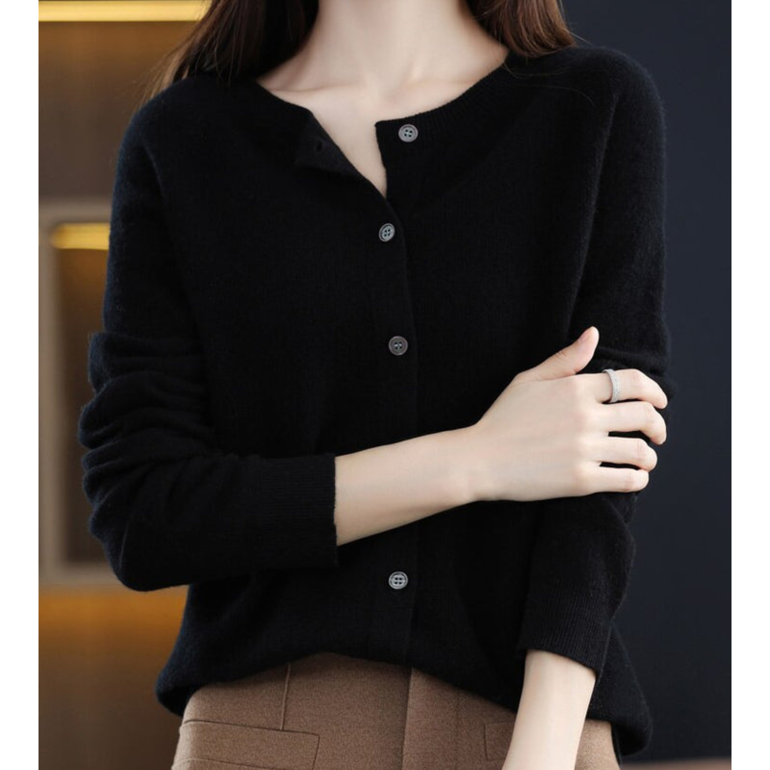 Damen Rundhals-Cardigan – Amalia