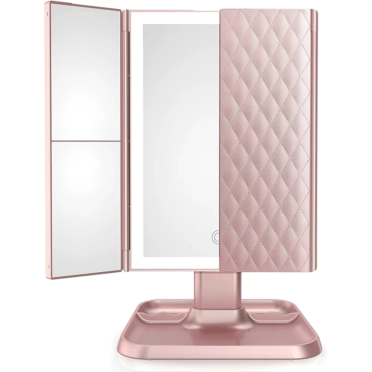 LuxeLite™ Aufklappbarer 3-Panel-LED-Spiegel für präzises Make-up