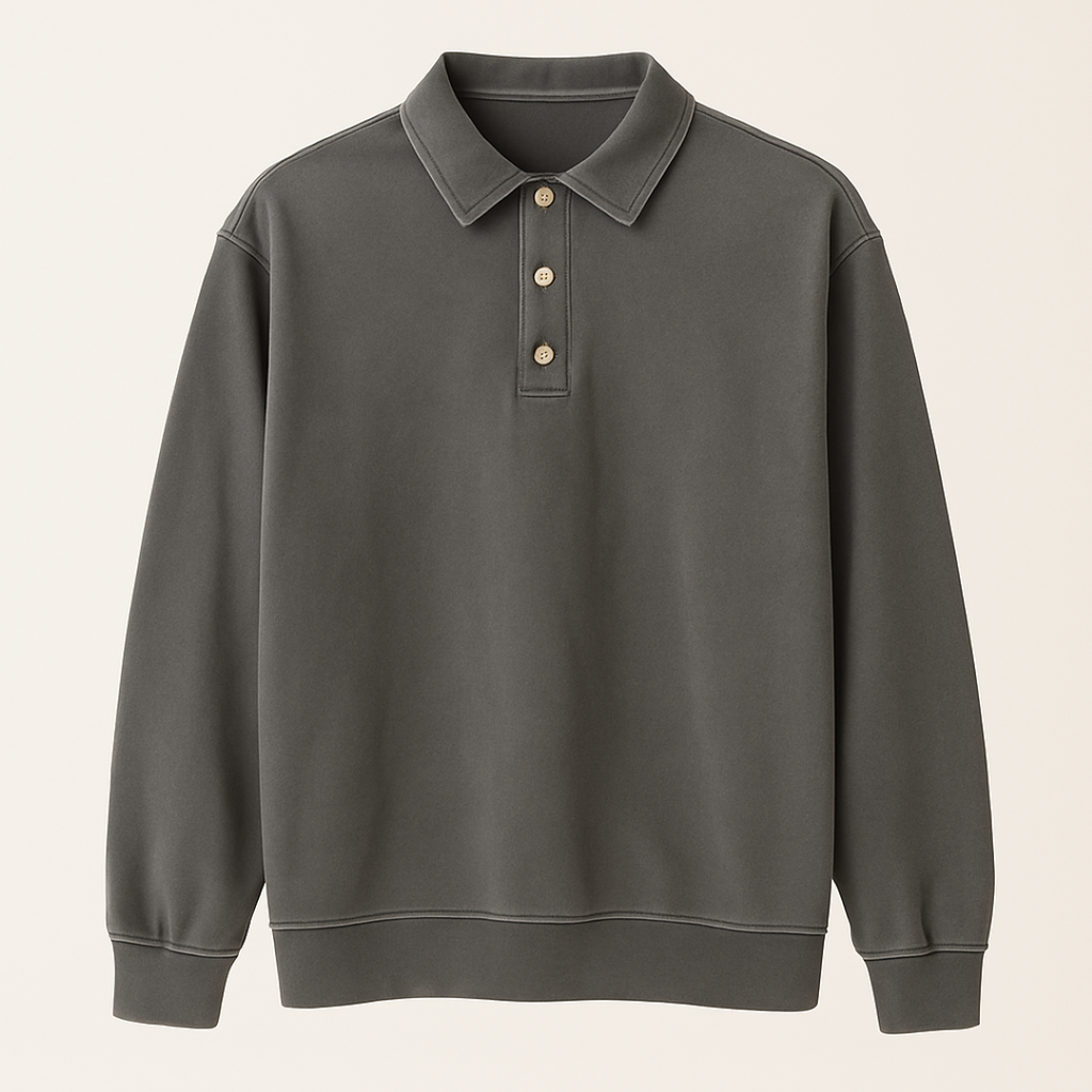 Leonardo | Vintage gewaschene Langarm-Poloshirt