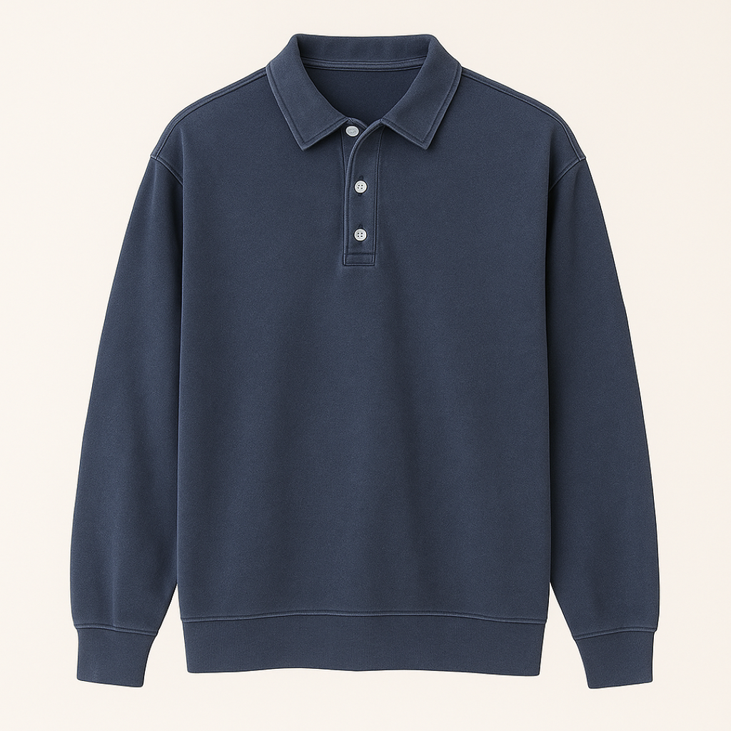 Leonardo | Vintage gewaschene Langarm-Poloshirt