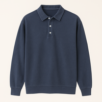 Leonardo | Vintage gewaschene Langarm-Poloshirt