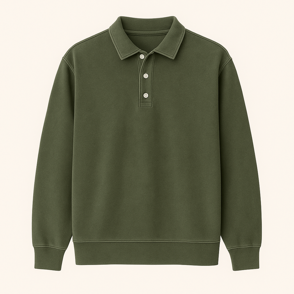 Leonardo | Vintage gewaschene Langarm-Poloshirt
