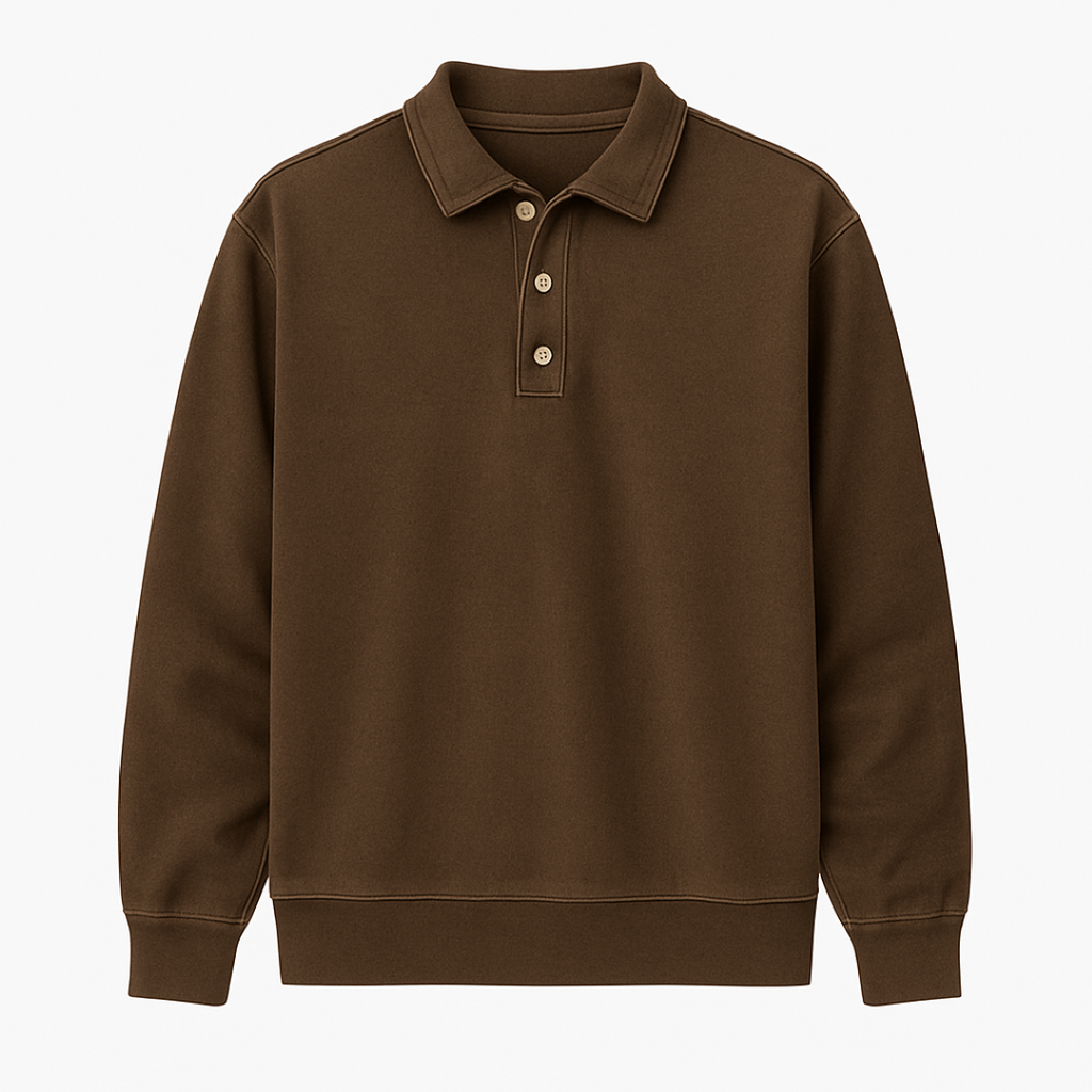 Leonardo | Vintage gewaschene Langarm-Poloshirt