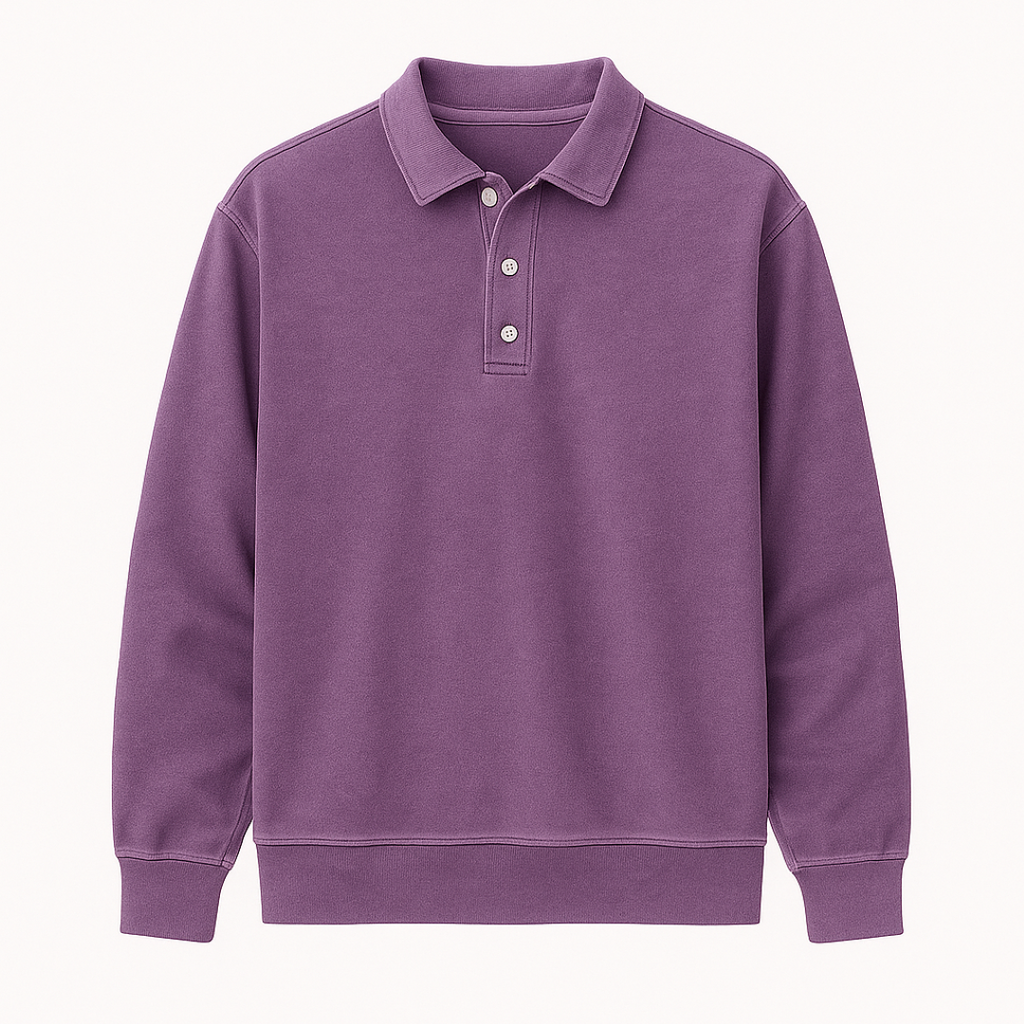 Leonardo | Vintage gewaschene Langarm-Poloshirt