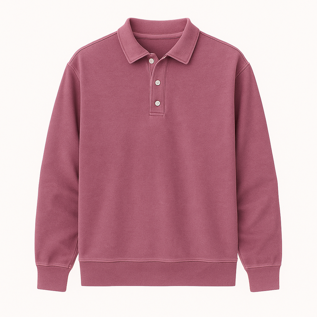 Leonardo | Vintage gewaschene Langarm-Poloshirt