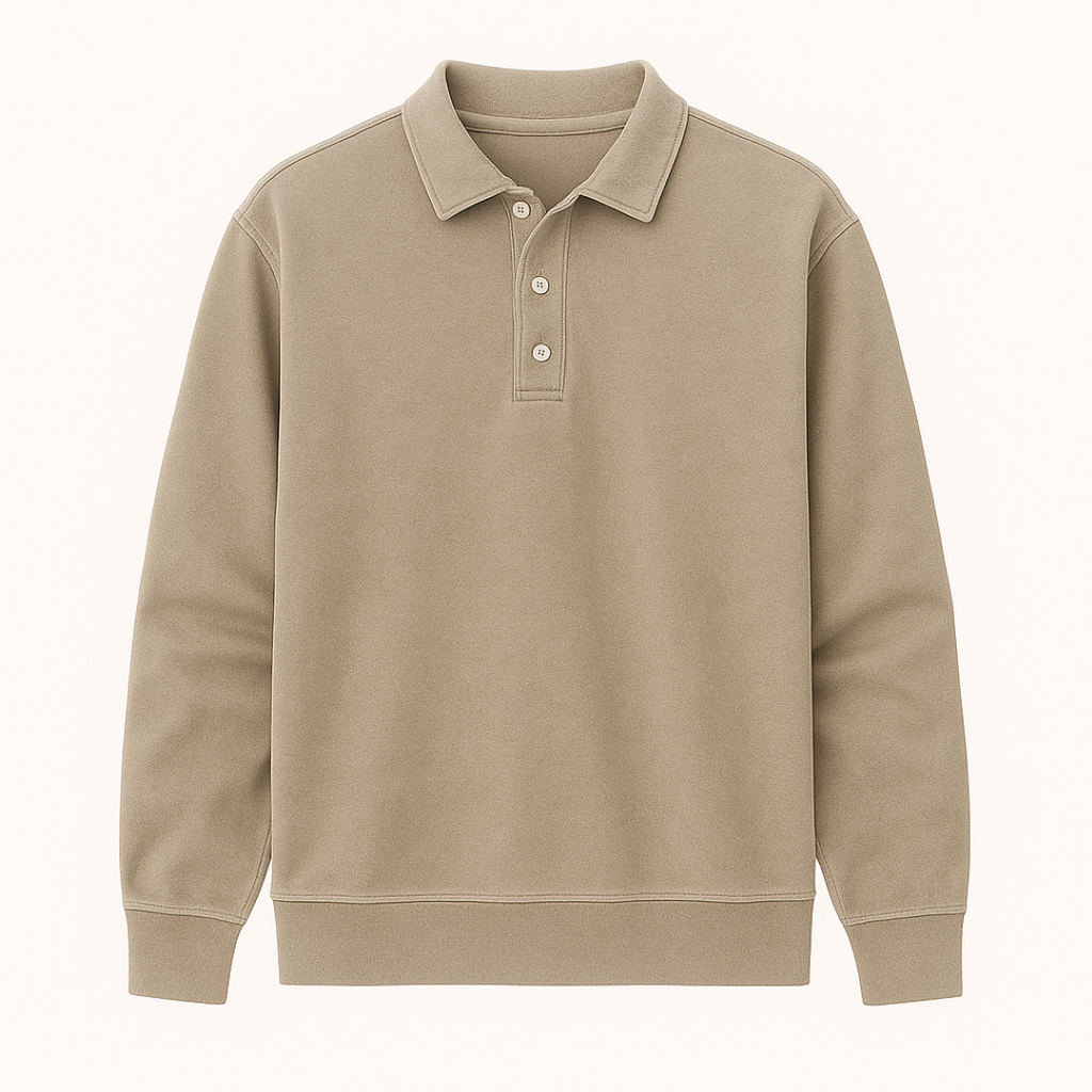 Leonardo | Vintage gewaschene Langarm-Poloshirt