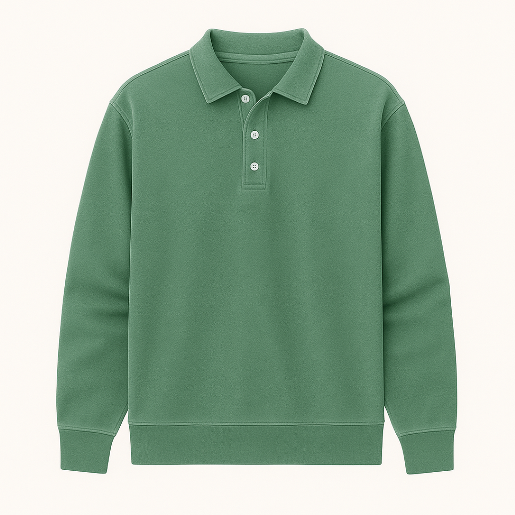 Leonardo | Vintage gewaschene Langarm-Poloshirt