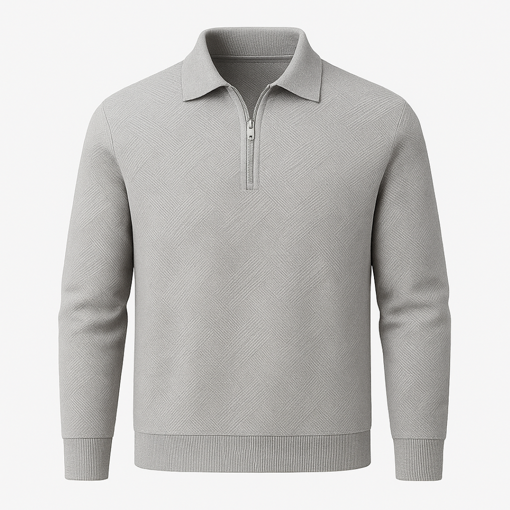 Victor | Texturiertes Herrenpullover mit Viertelreißverschluss - Moderne Passform