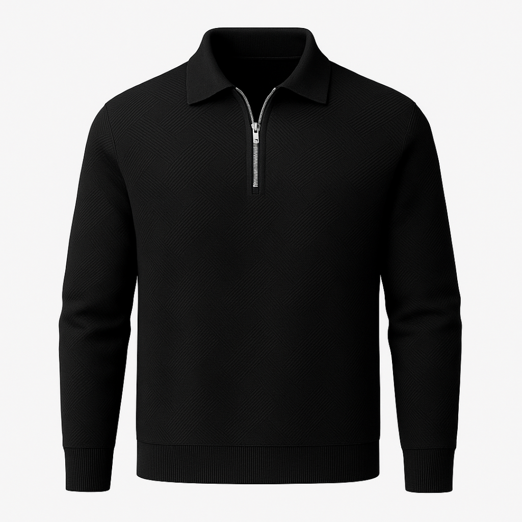 Victor | Texturiertes Herrenpullover mit Viertelreißverschluss - Moderne Passform
