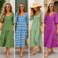 Lara | Langes Boho-Alltagskleid mit dezenter Druck