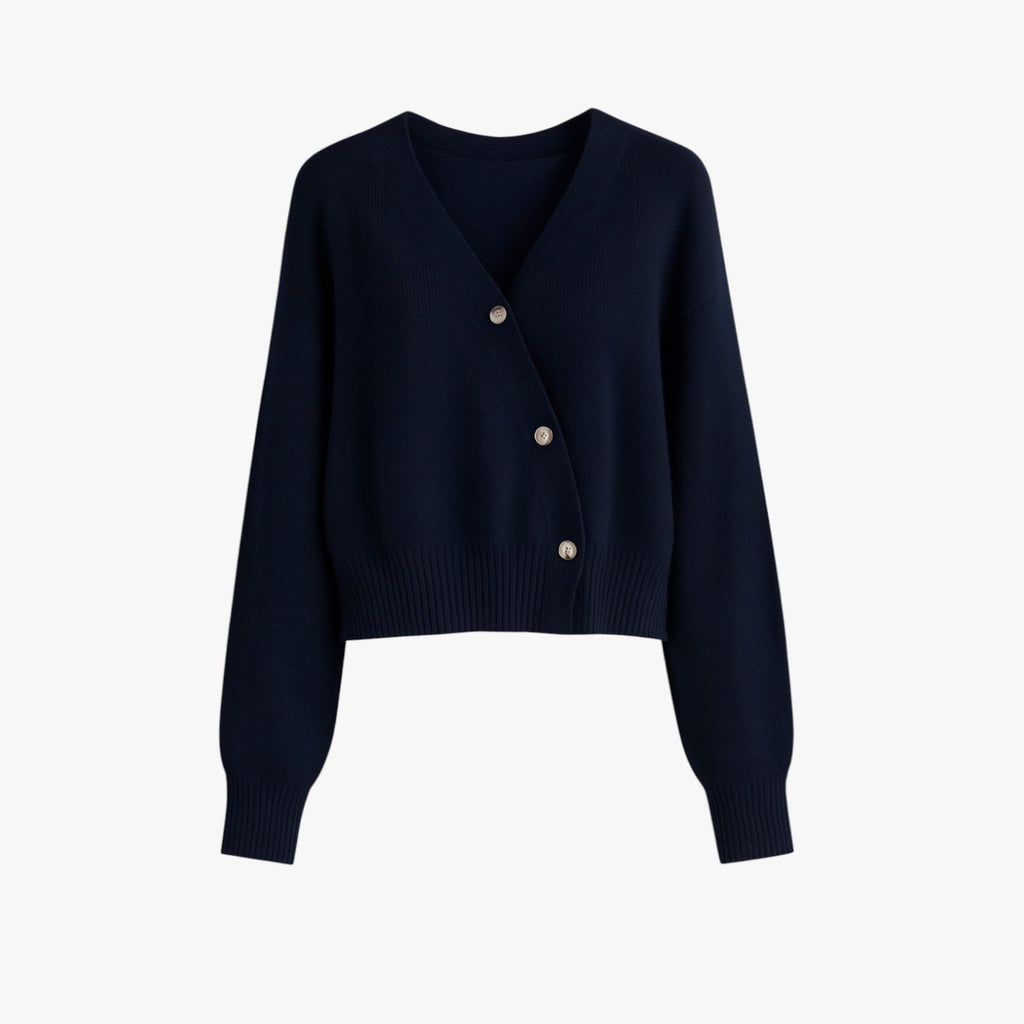 Leah | Weicher Kaschmir-Cardigan mit Nadelknöpfen, oversize Eleganz für Frühling und Herbst