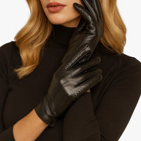 Leah | Damen Winterhandschuhe aus PU-Leder mit Touchscreen-Funktion & Windschutz