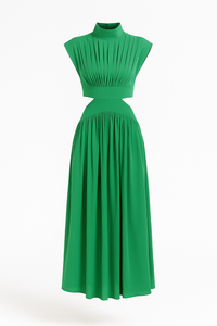 Anna | Elegantes Damen Midikleid mit Cut-Outs und hohem Kragen