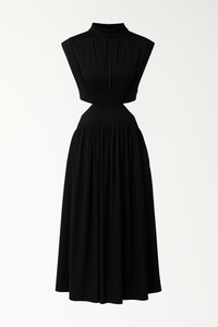 Anna | Elegantes Damen Midikleid mit Cut-Outs und hohem Kragen