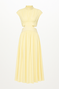 Anna | Elegantes Damen Midikleid mit Cut-Outs und hohem Kragen