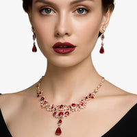 Diana | Elegantes Kristall-Schmuckset in Rot für Hochzeiten und Feiern