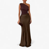 Lucie | Damen Asymmetrisches Maxikleid