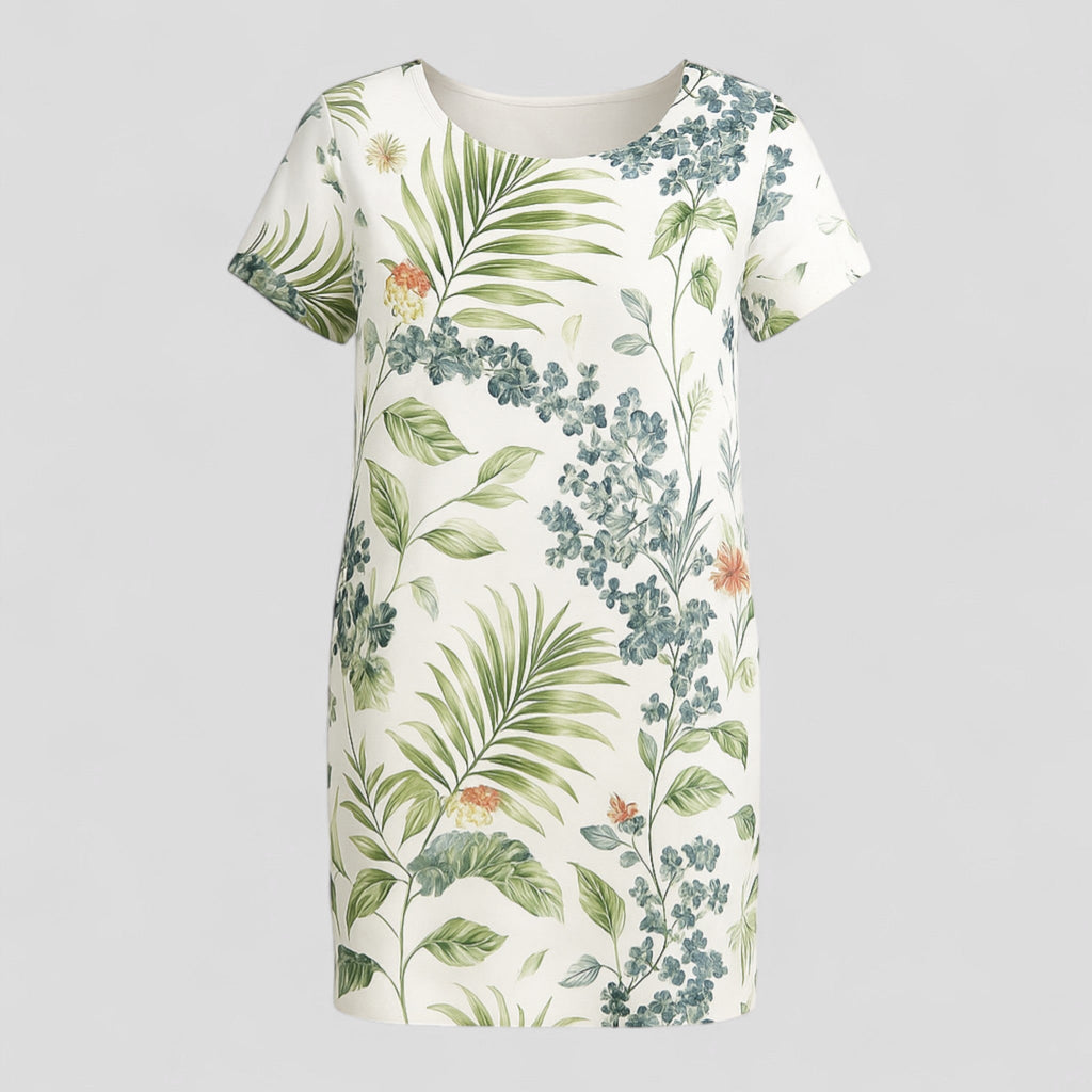 Carmine | Damen Bequemes Casual Sommerkleid mit Naturdruck
