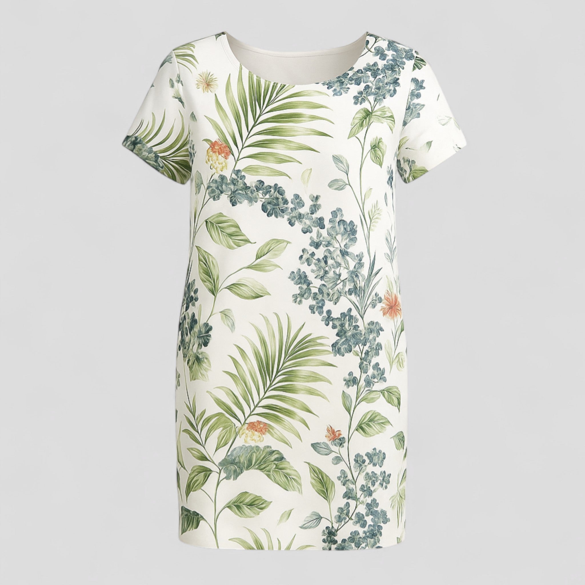 Carmine | Damen Bequemes Casual Sommerkleid mit Naturdruck